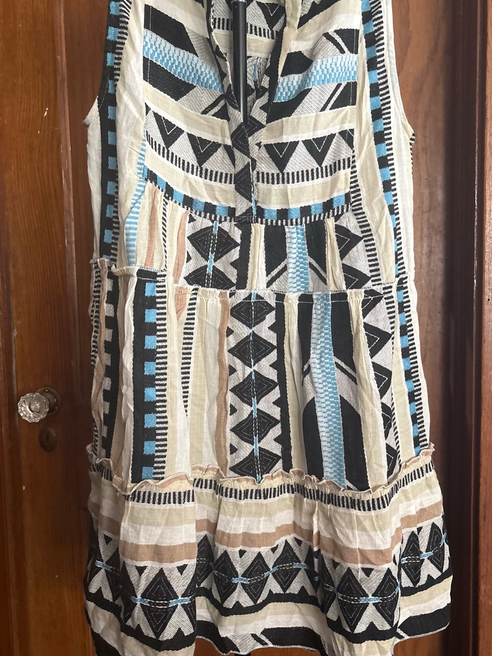 K. Elan Babydoll Cover-Up Minidress, Aztec Print, Size Medium - Picture 5 of 10
